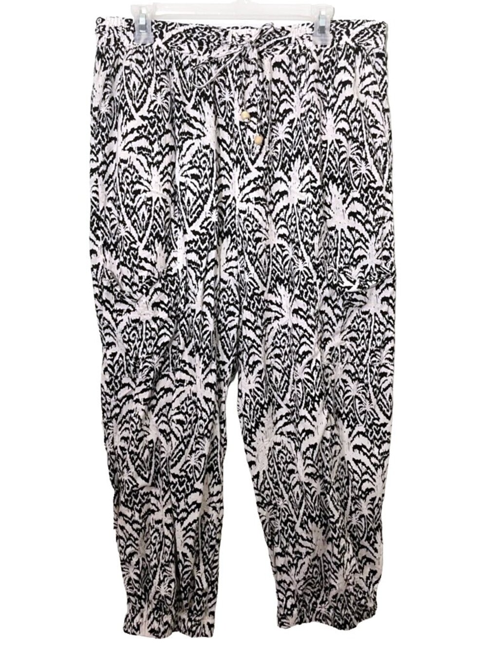 Panama Jack Black & White Patterned Linen Jogger Pants XL